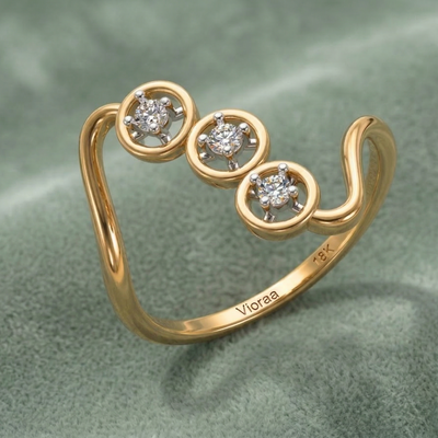 Triple Halo Diamond Open Ring