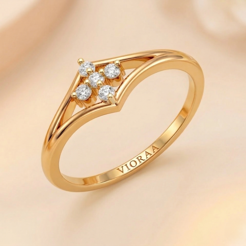 VIORAA Minimalist Floral Diamond Ring