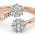 VIORAA Dual Bloom Diamond Open Ring
