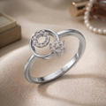 Dual Motif Diamond Ring (Circle & Floral Cluster Design)