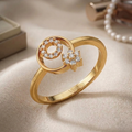 Dual Motif Diamond Ring (Circle & Floral Cluster Design)
