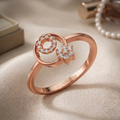 Dual Motif Diamond Ring (Circle & Floral Cluster Design)
