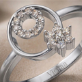 Dual Motif Diamond Ring (Circle & Floral Cluster Design)