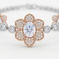 Floral Diamond Station Necklace in Rose Gold