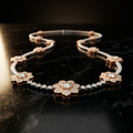 Floral Diamond Station Necklace in Rose Gold
