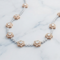 Floral Diamond Station Necklace in Rose Gold