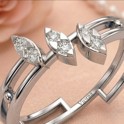 Triple Leaf Diamond Open Ring