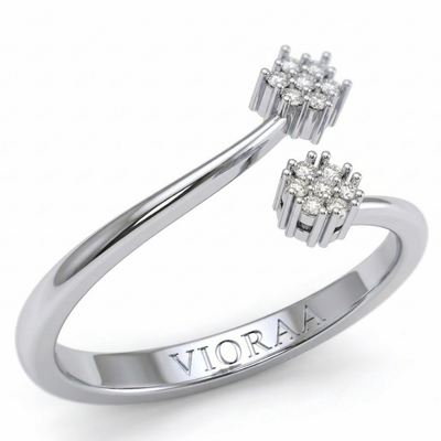 VIORAA Dual Bloom Diamond Open Ring