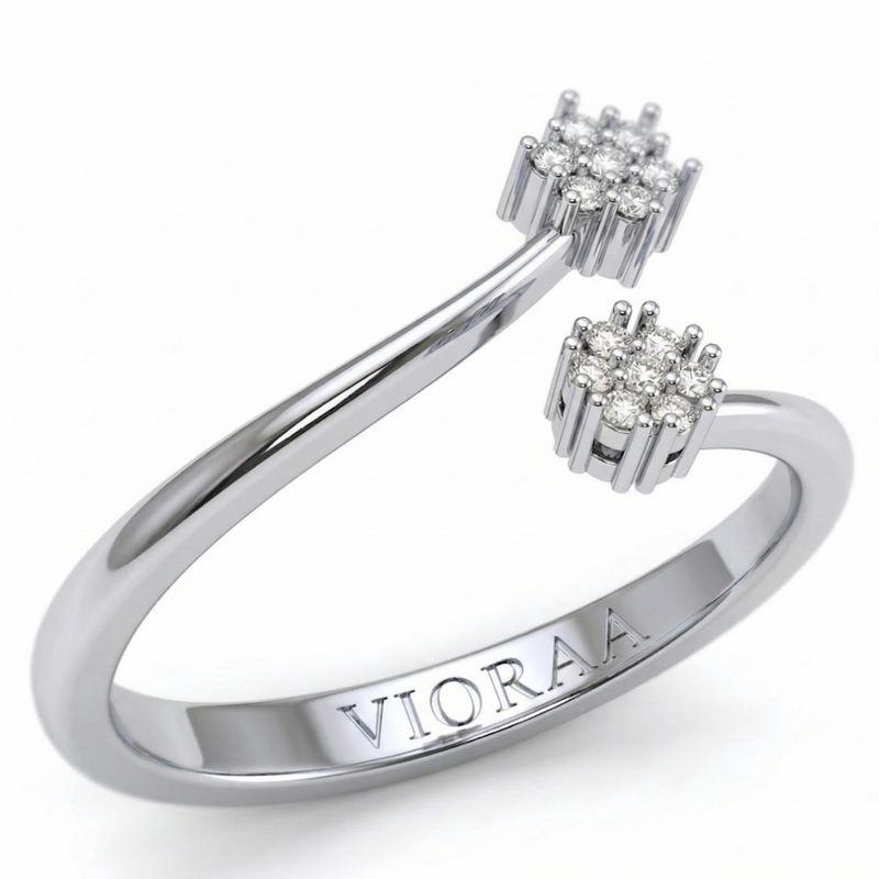 VIORAA Dual Bloom Diamond Open Ring