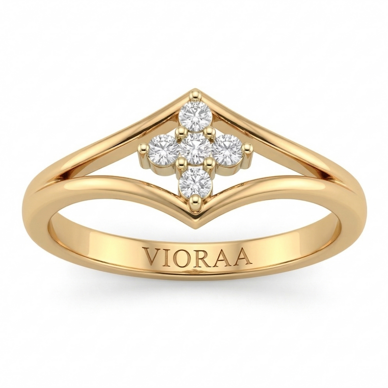 VIORAA Diamond Crown V Ring