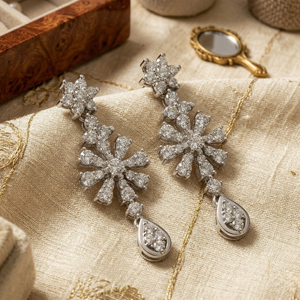 Celestial Bloom Diamond Drop Earrings